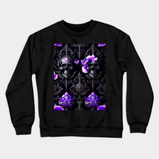 Glossy Gothic Skull Pattern Crewneck Sweatshirt